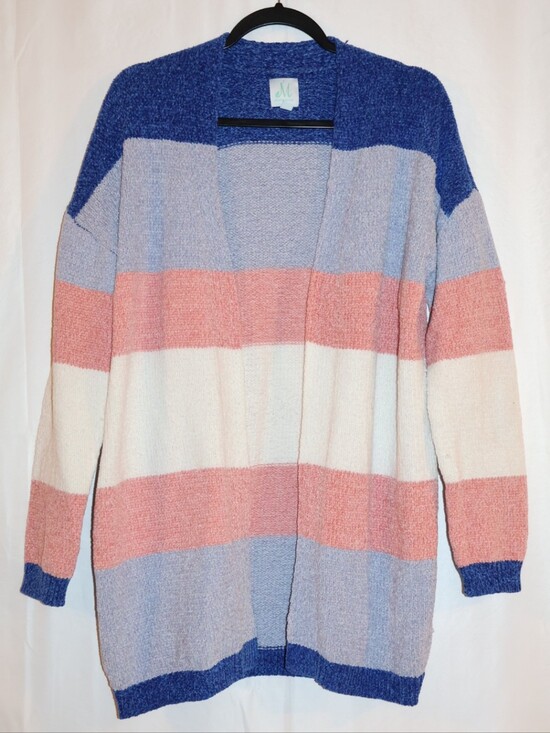 The Mint Open-Front Horizontal Stripe Cardigan Sweater